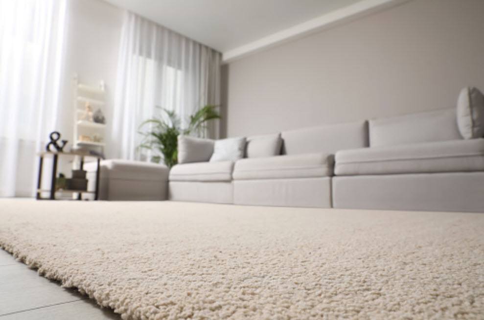 This image shows fresh new carpet in a room.